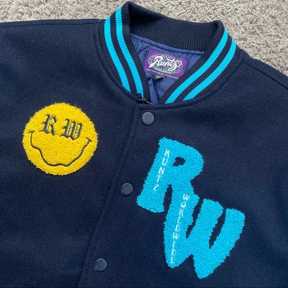 NWT Runtz Worldwide Winkz Varsity Jacket Navy XL - Picture 3 of 6